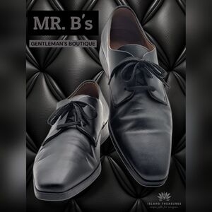 Mr. B's Richly Sz 10 Textured Premium-Leather Lace-Up Dress Shoe Cushion Footbed